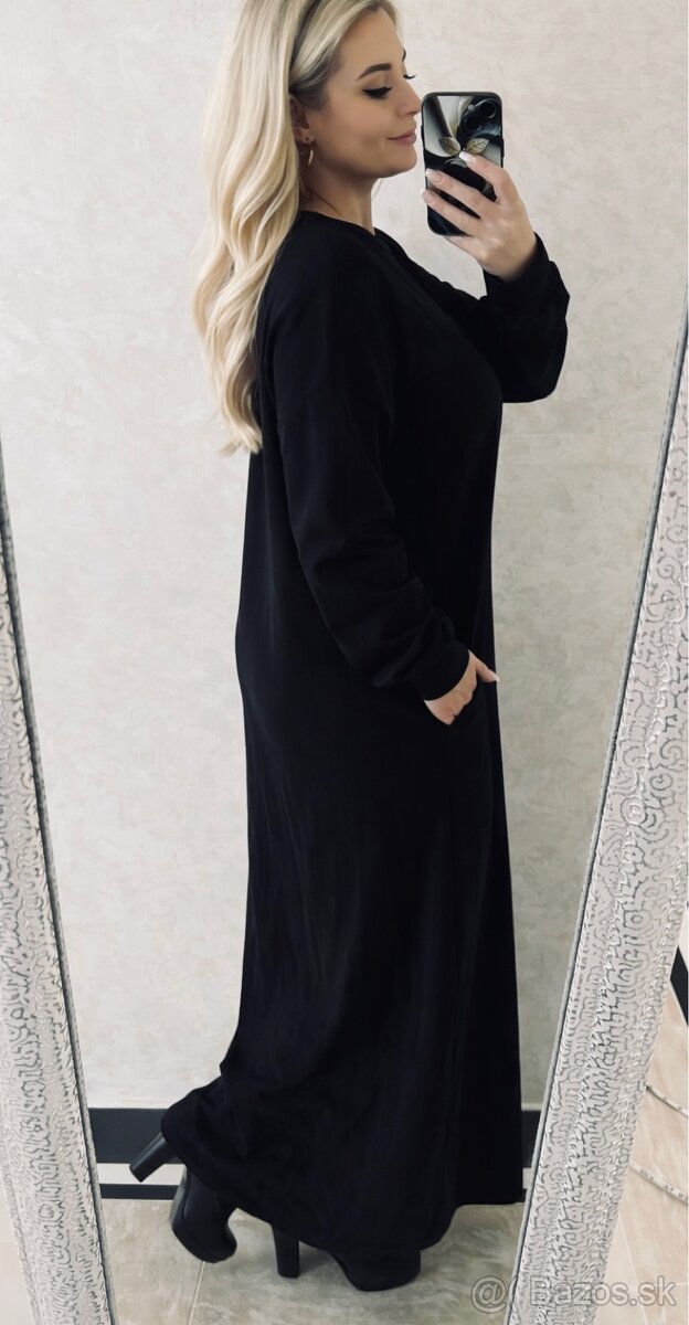 Mega bavlnene maxi šaty black - 3