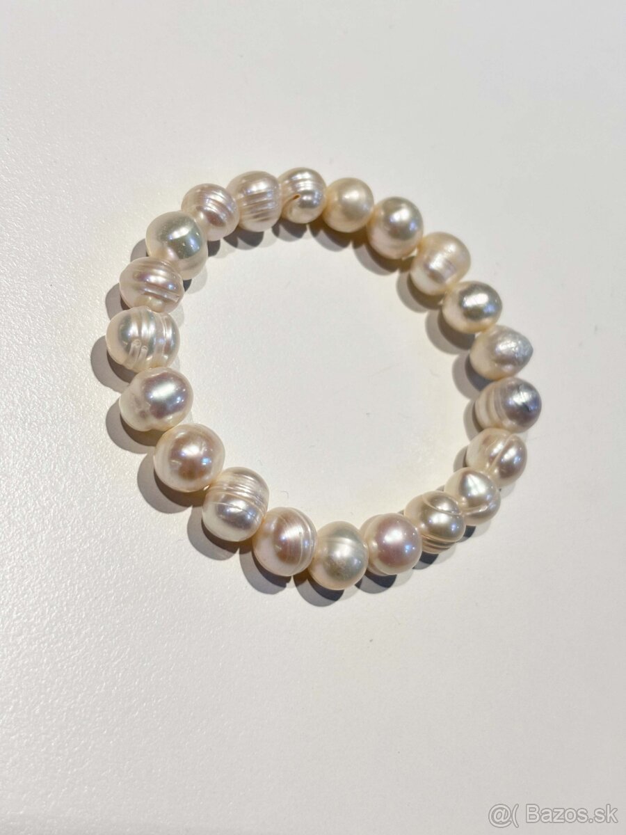 Perlový náramok z pravých bielych perál 9-10 mm - 3