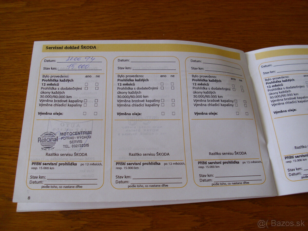 pr.servisná knižka,+ štitok, - 3