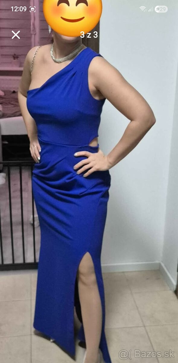 Modré spoločenské šaty - 3
