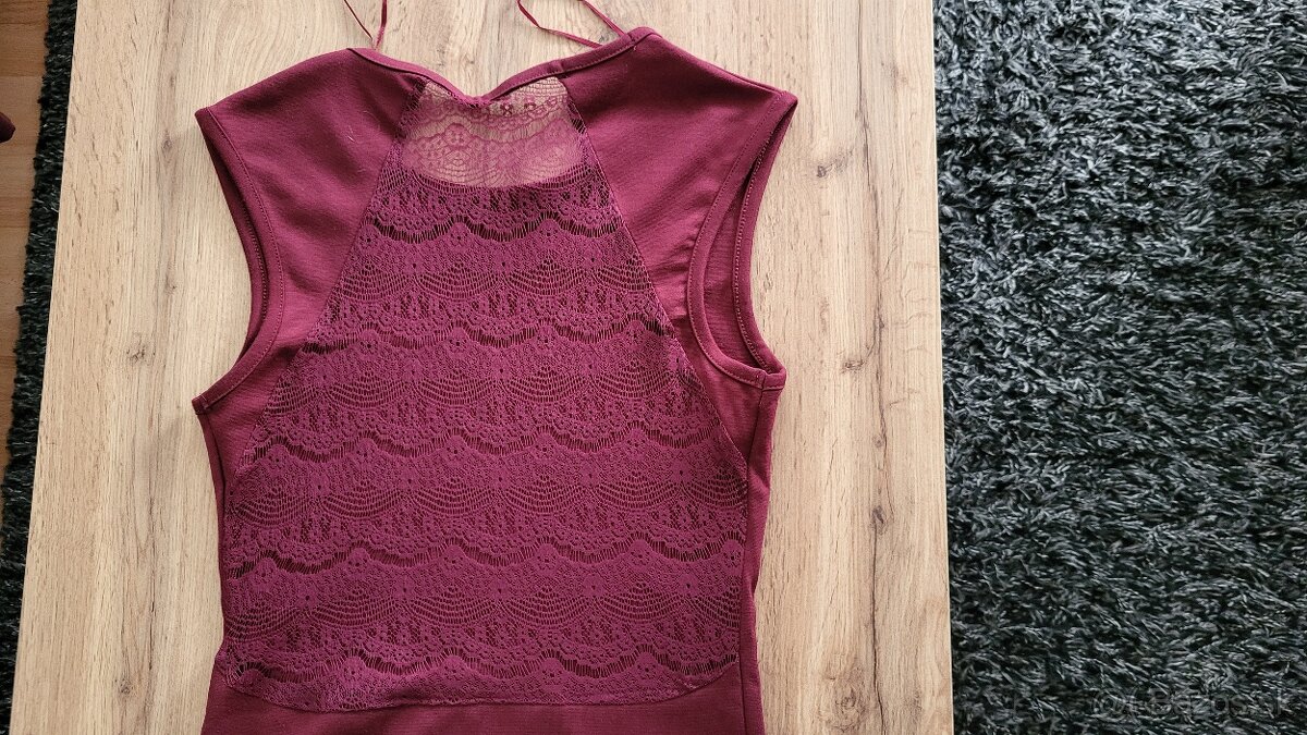 Bordó šaty s čipkou, veľ.38 - 3