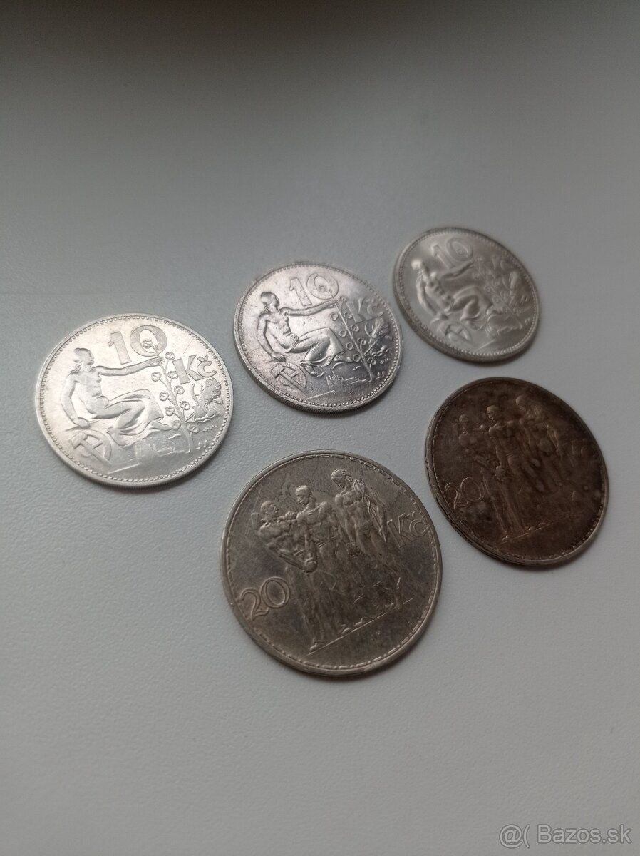 Striebro - Československo Kčs - koruna - prvá republika - 3