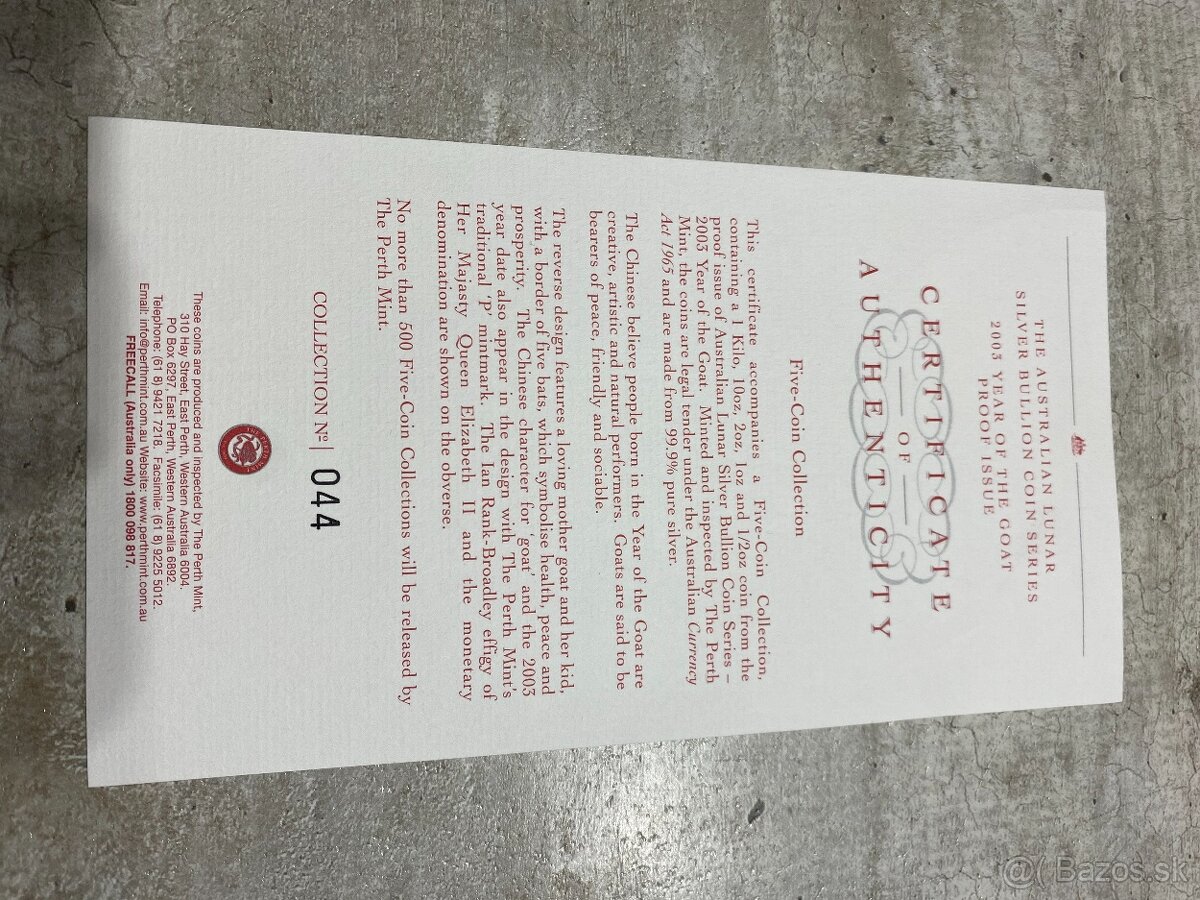 Set LUNAR 5 minci - 1 kg, 10 OZ...... RARITA - 3