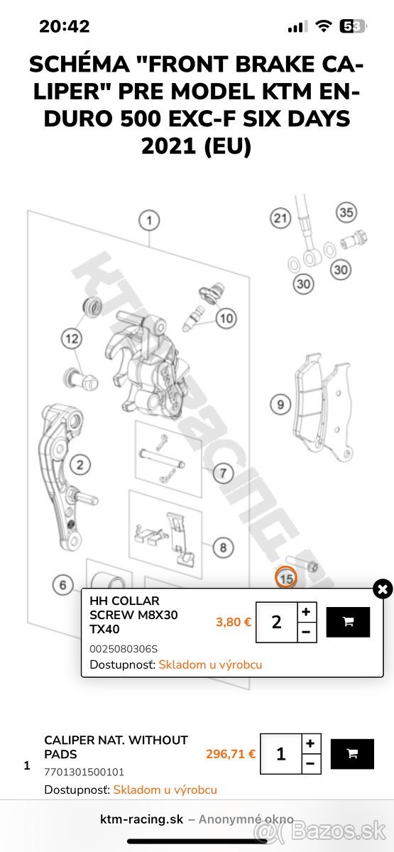 Ktm sx/ exc brembo strmen, adapter, kotuc MM - 3