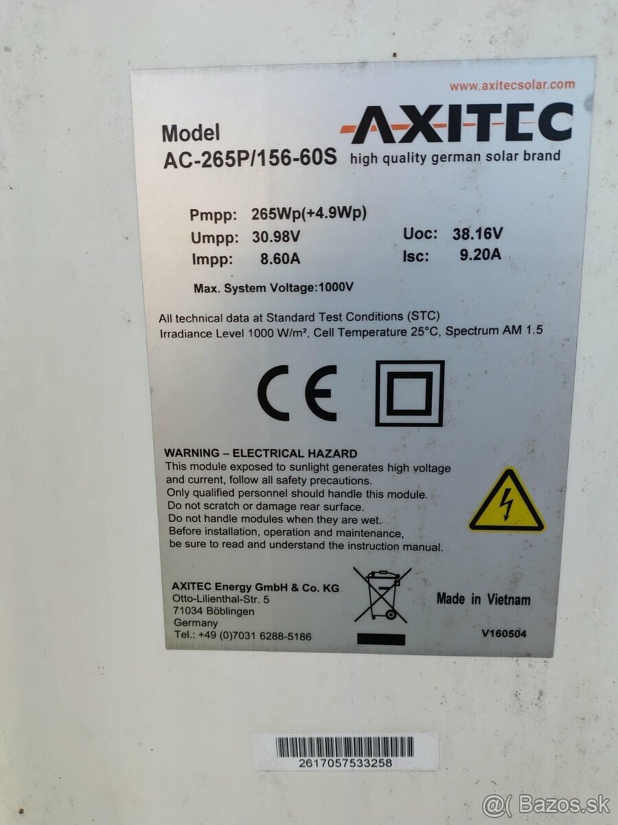 Predám solárne panely 265w - 3