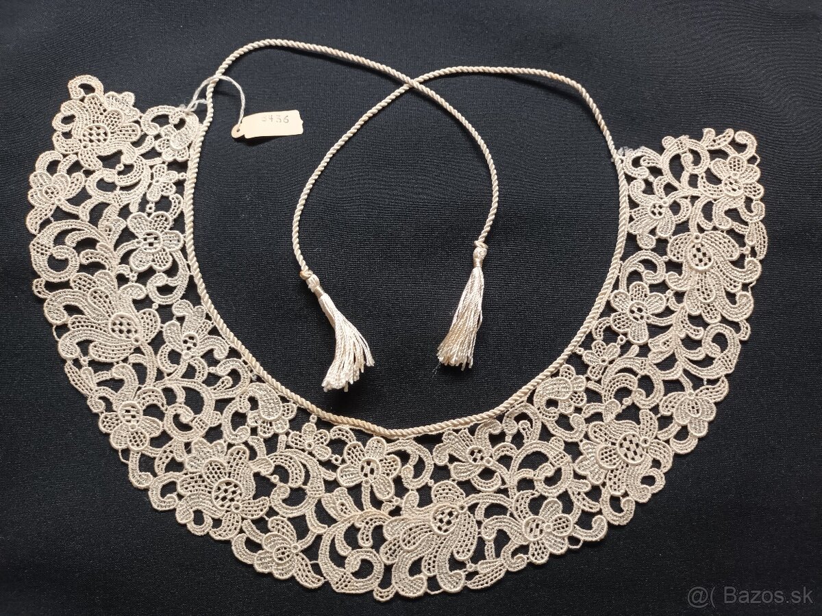 Originál . starožitné ecru čipkové golieriky - 3