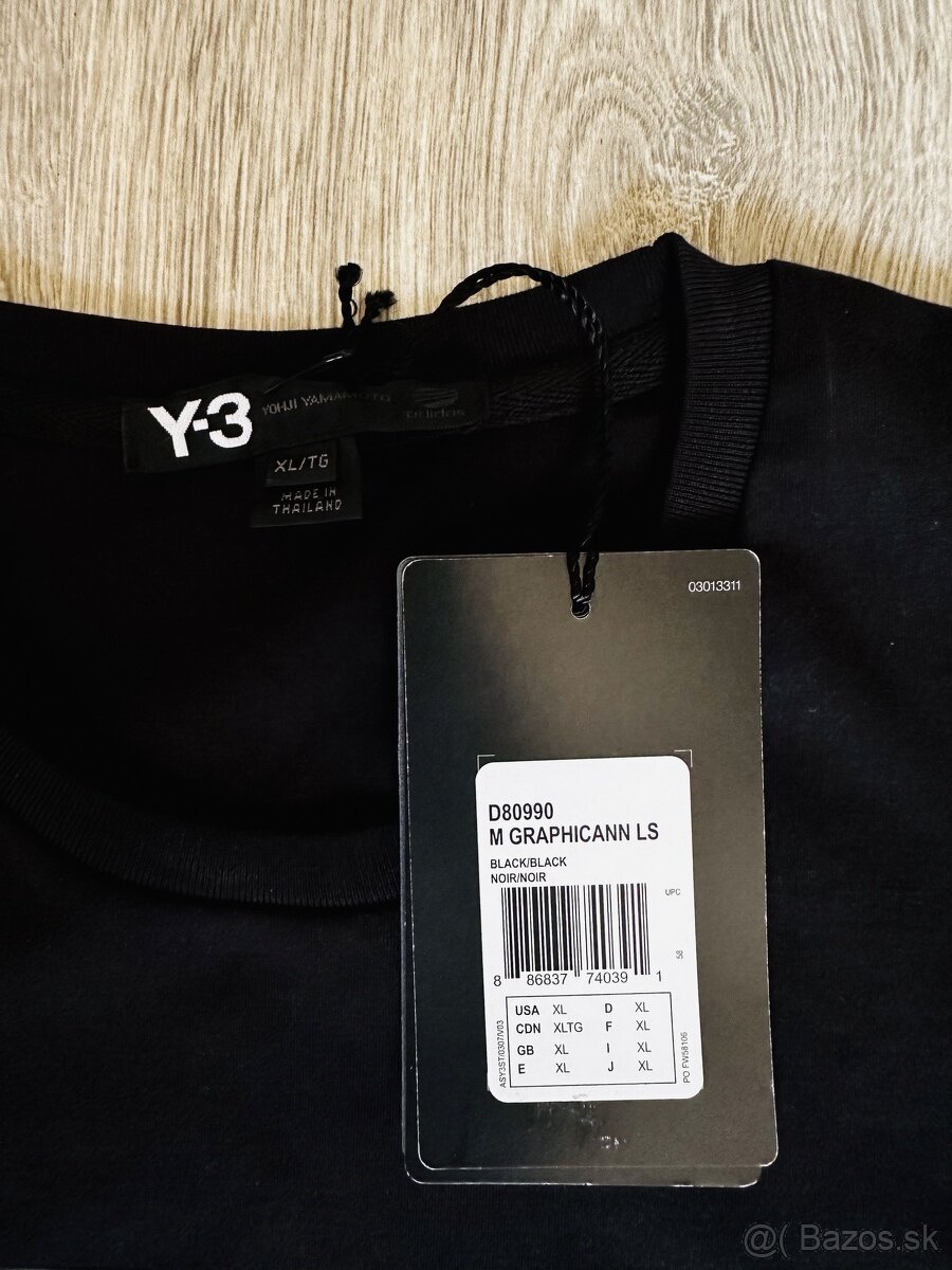 Y-3 Pánske tričko s dlhým rukávom čierne XL (skor na L) - 3
