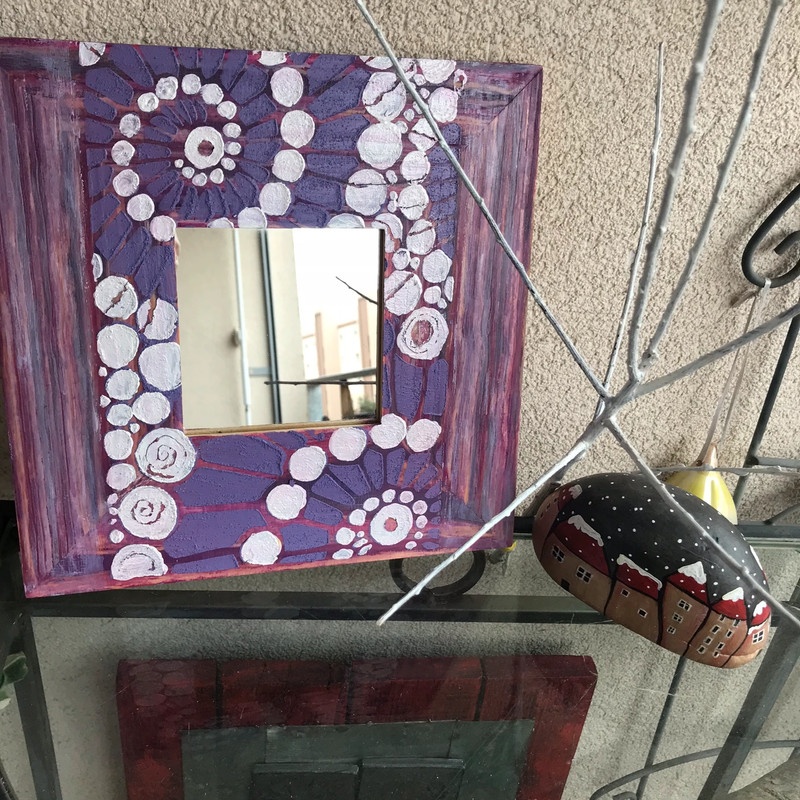 Fialové zrkadlo 26x26 cm - 3