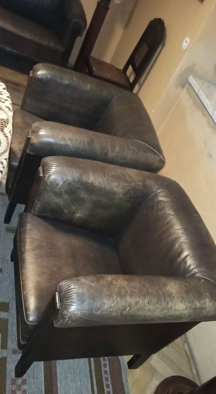 Luxusná trendová stará kožená sedačka + 2 kreslá - 3