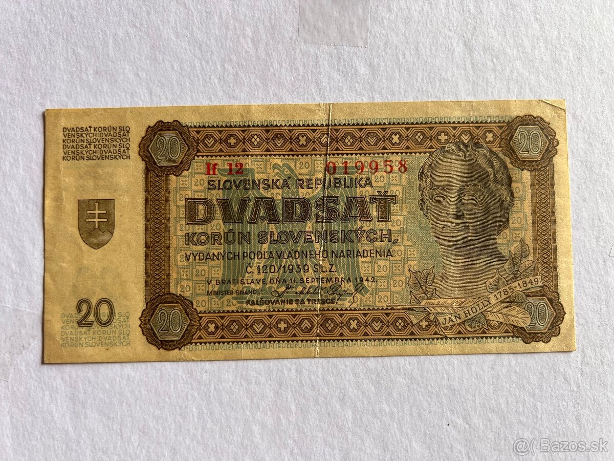 Predám bankovky slovenský štát ČSR - 3
