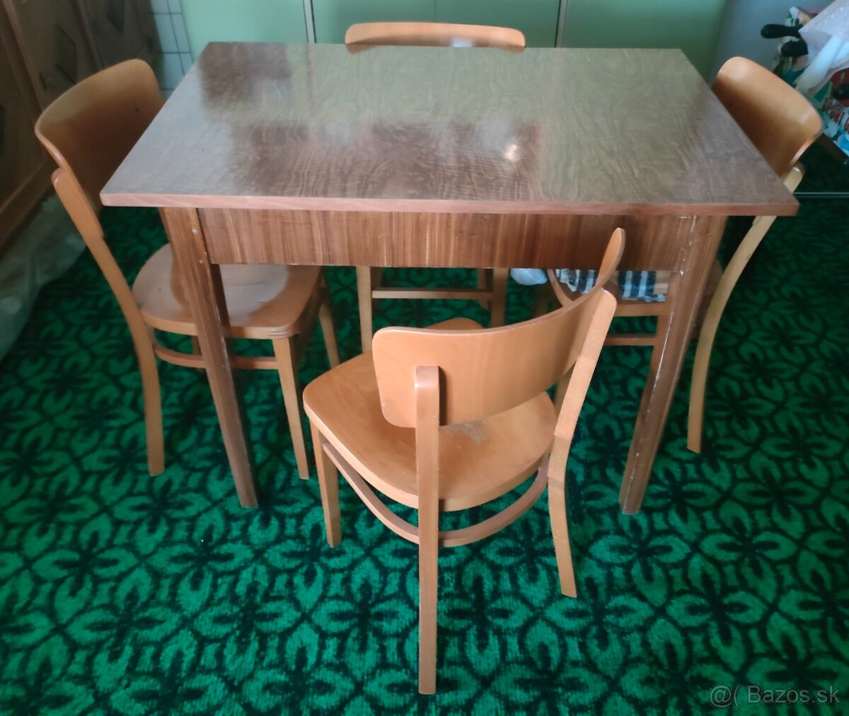 Retro set stôl + 4ks stoličky - 3
