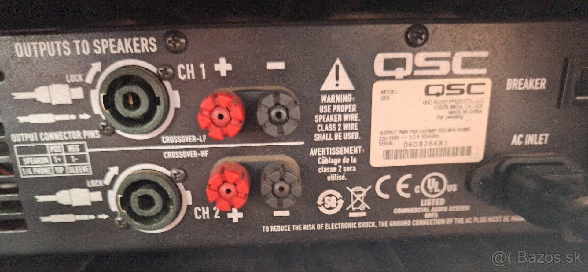 Predam Stereo výkonový zosilňovač QSC GX5
+ case
- 3