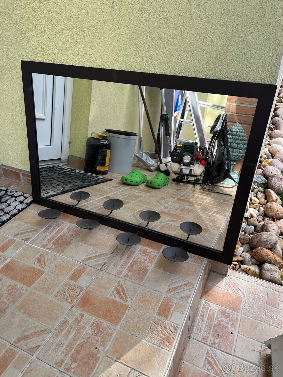 Zrkadlo s železným rámom so svietnikmi - 3