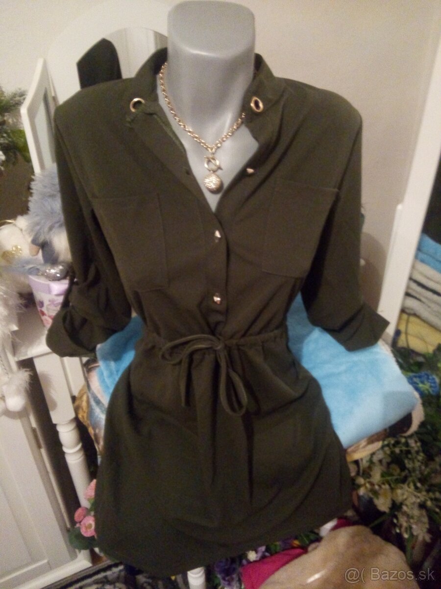 Kaki zelené šaty M - 3