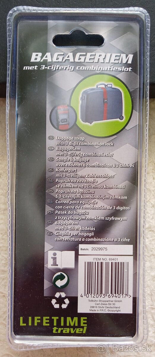 Bezpečnostný popruh na kufor s 3 miestnym kódovým zámkom - 3