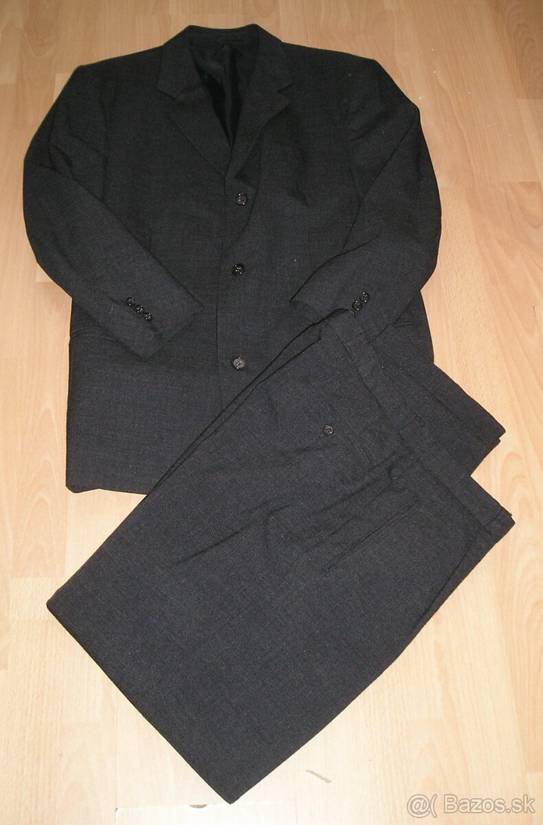pánsky šedý oblek, 50/52 + košeľa - 3