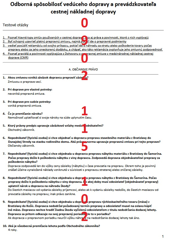 Medzinárodná a osobná doprava príprava na skúšky - 3
