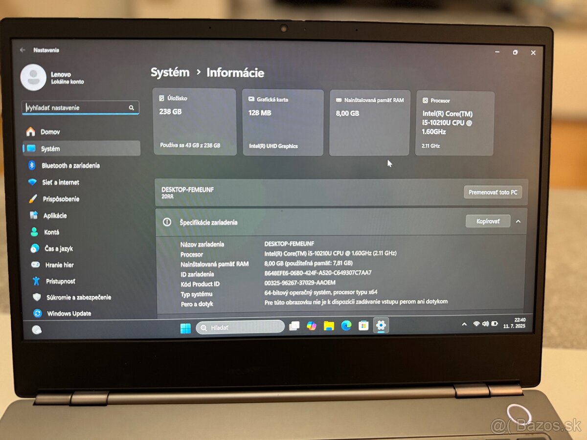 Lenovo ThinkBook 13s-IML, i5-10gen, SSD, záruka, office - 3
