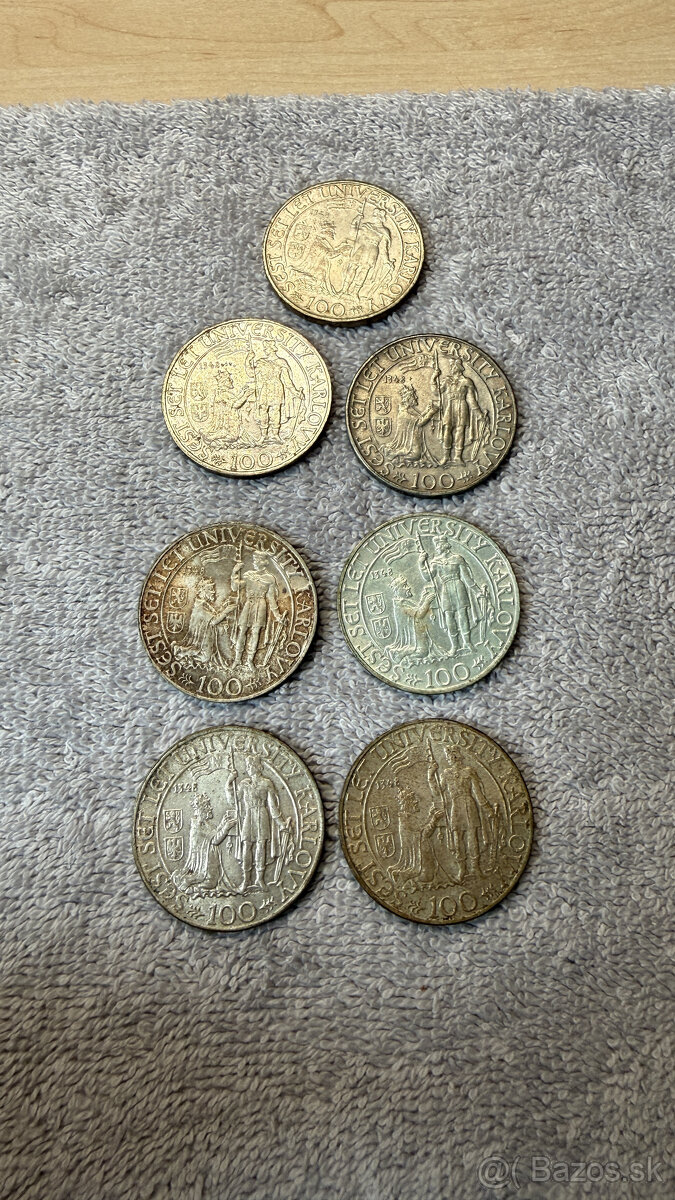 Stříbrná mince Československo – 100 Kčs 1948 (Univerzita Kar - 3