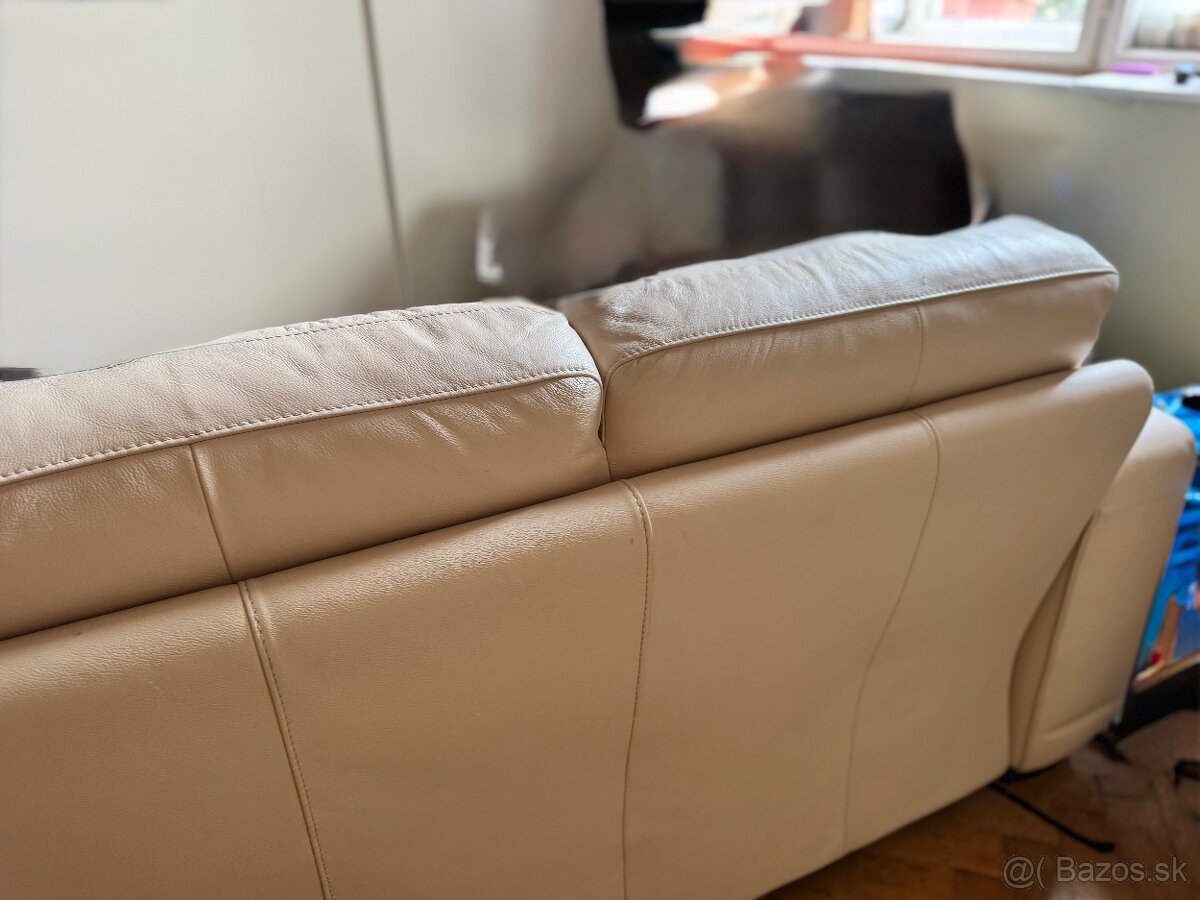Kožená 2sedačka v bežovej farbe. - 3