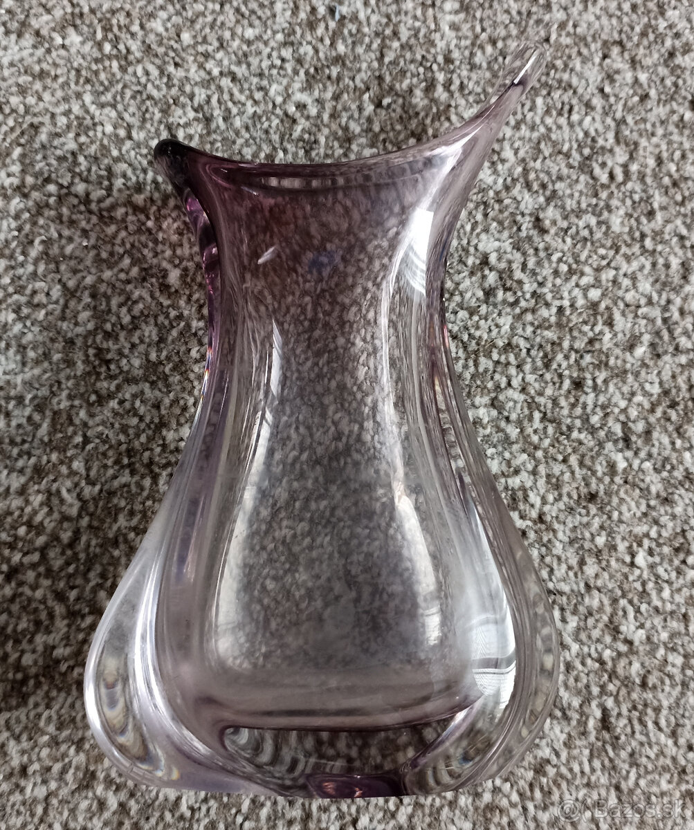 Fialová váza – hutné sklo, sklárne Nový Bor - 3