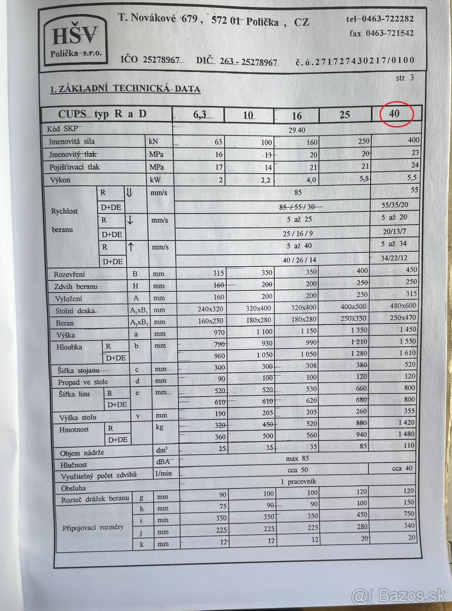 Lis hydraulický CUPS 40 D - 3
