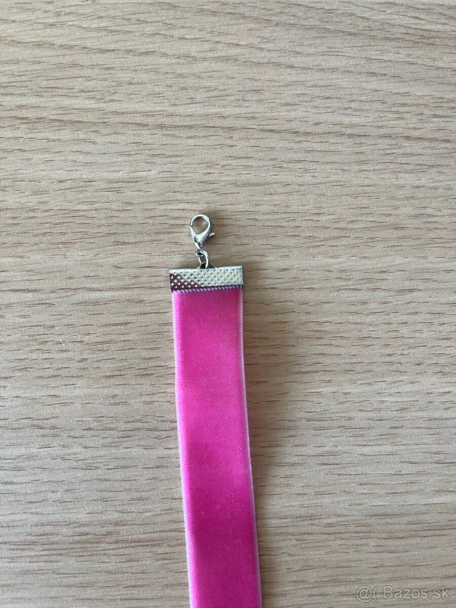 Ružový velvet choker - 3