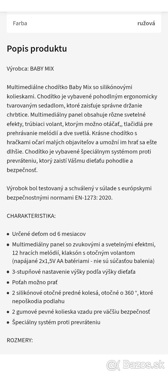 Predám nové detské chodítko - 3