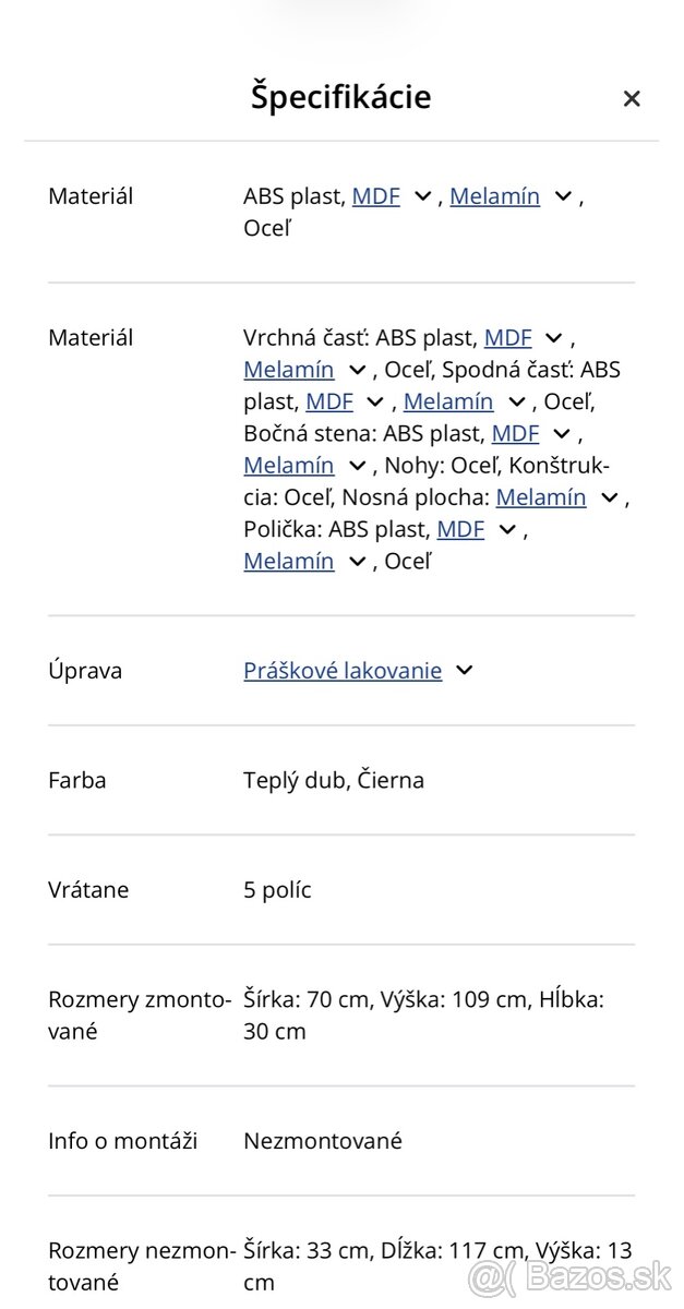 Predám kovový regál Jysk 3ks - 3