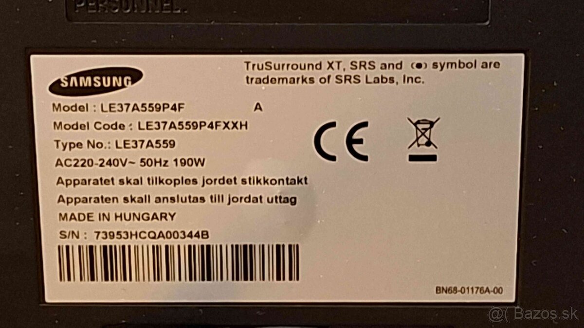 Samsung LE37A559P4FXXH s vadou - 3
