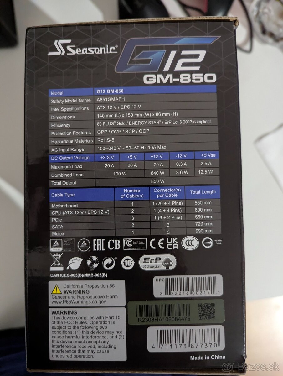 Seasonic G12 850W + krabica a kabeláž - 3