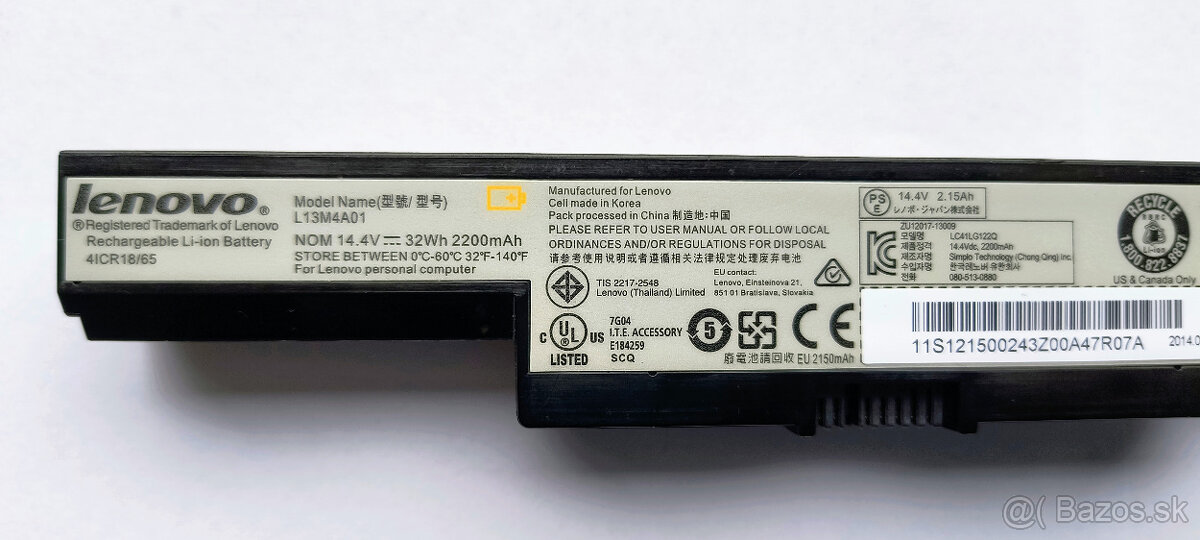 Batéria Lenovo L13M4A01 14.4V 2200mAh / kapacita 66,9 % - 3