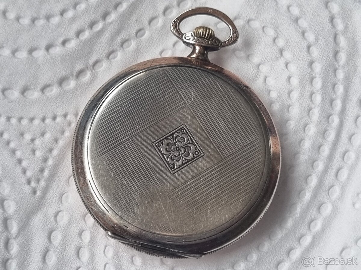 Strieborné, vreckové hodinky,Helvetia. - 3