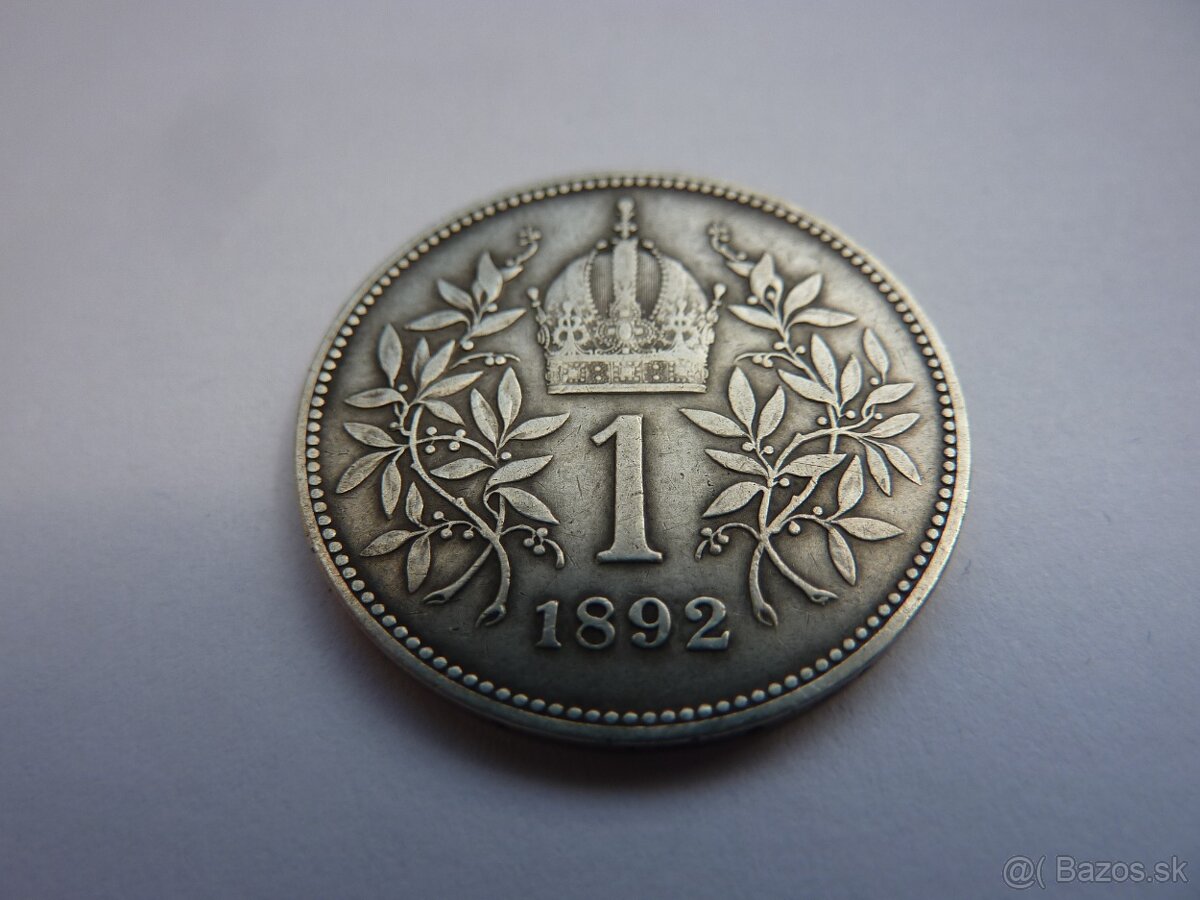 R-U vzácna 1 koruna 1892 bz vo veľmi peknom stave - 3