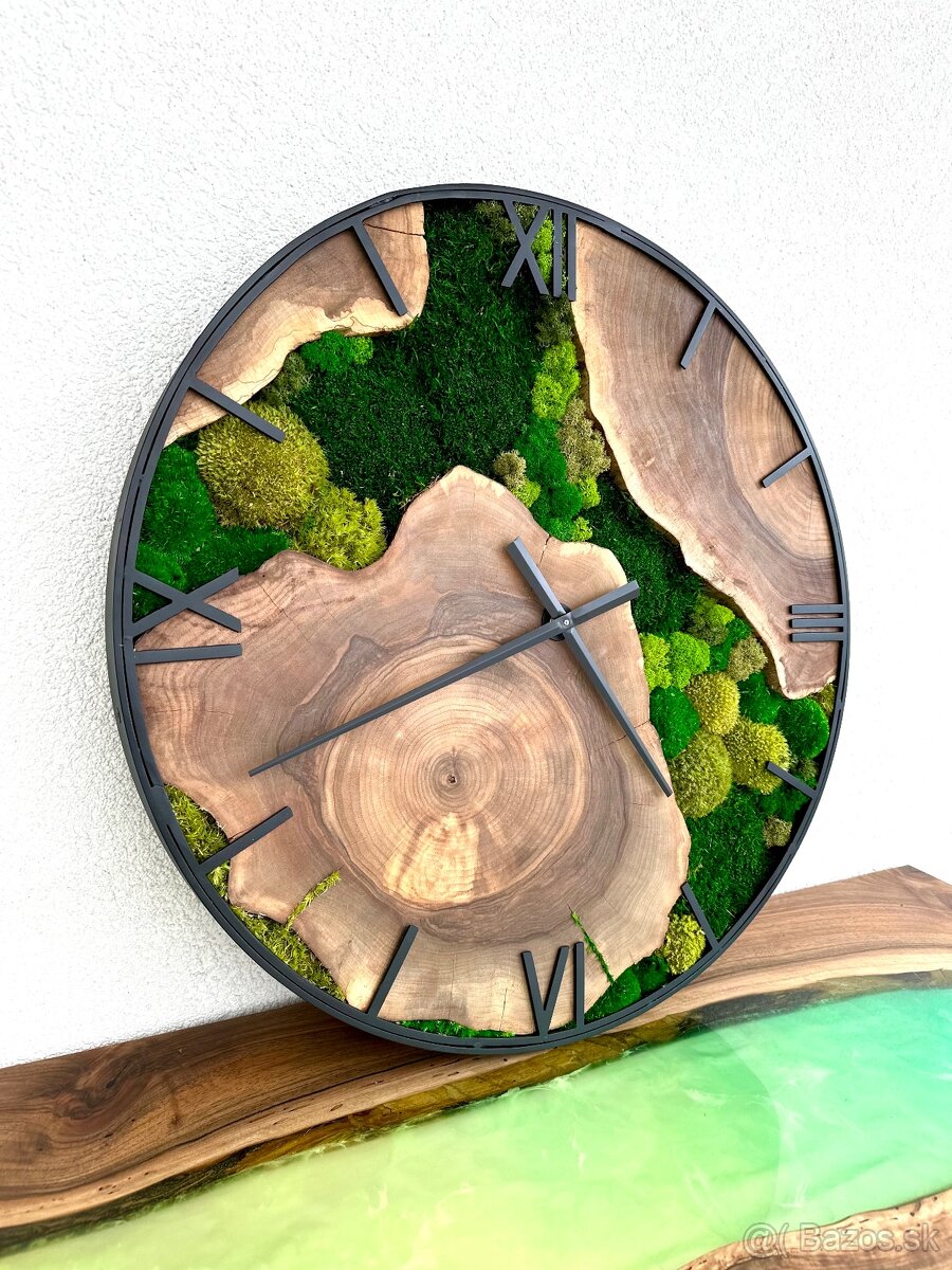 Machové hodiny s orechovým drevom 60cm Orechové hodiny - 3