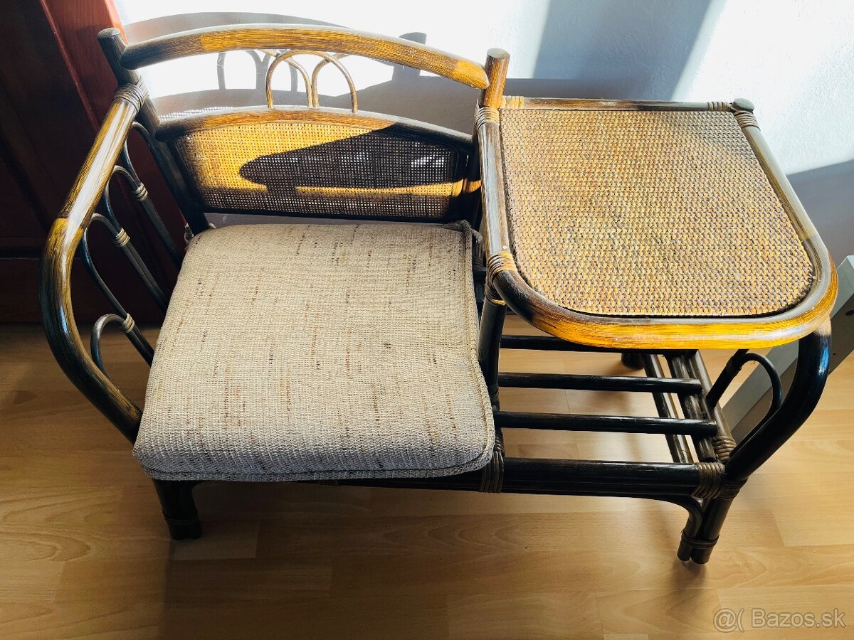 Ratanové kreslo so stolíkom – retro štýl - 3