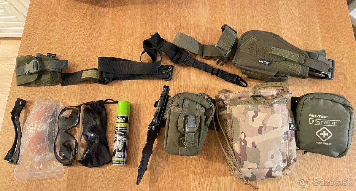 AIRSOFT okuliare, sumky, maska, opasok, vesta, plate carrier - 3