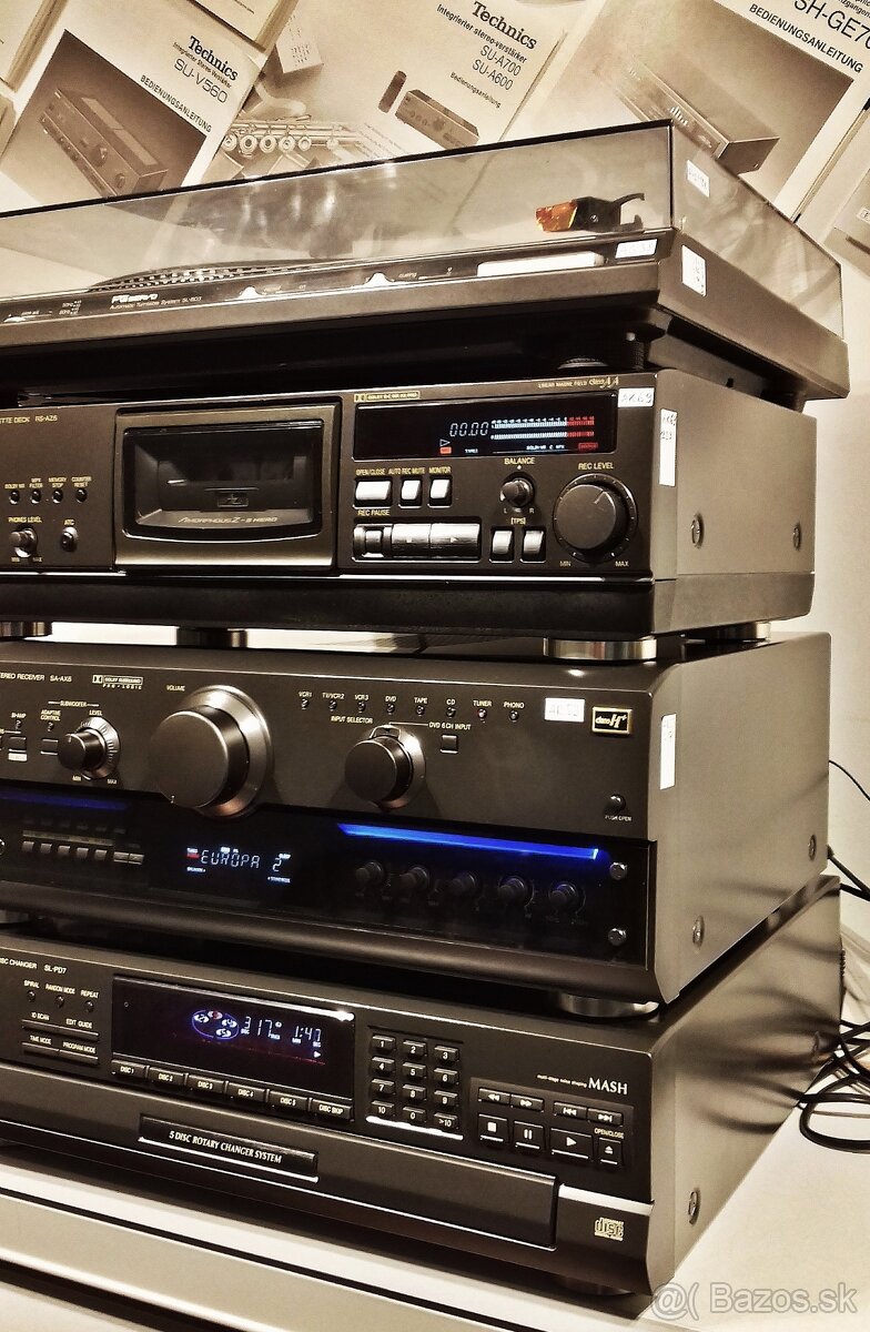 Zostava TECHNICS gramofon, tape deck, receiver, 5x CD = X03 - 3