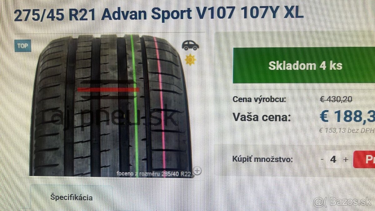 YOKOHAMA ADVAN SPORT 275/45r21 predne 315/40r21 zadne - 3