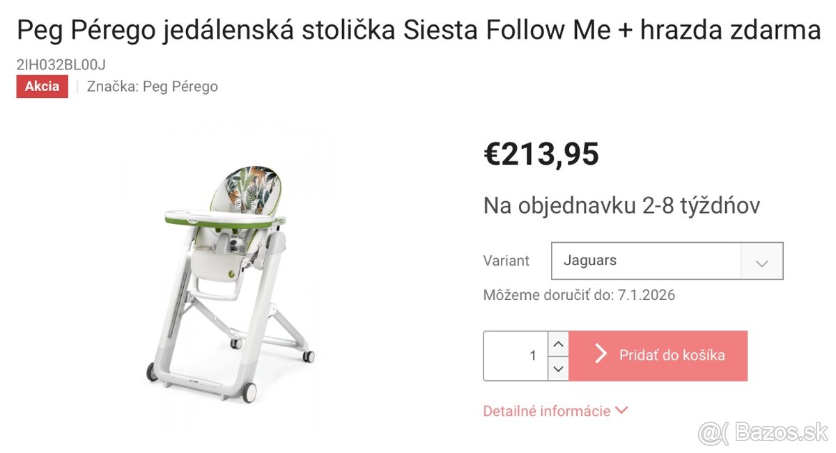 Detská jedálenská stolička Peg Pérego Jaguars - 3