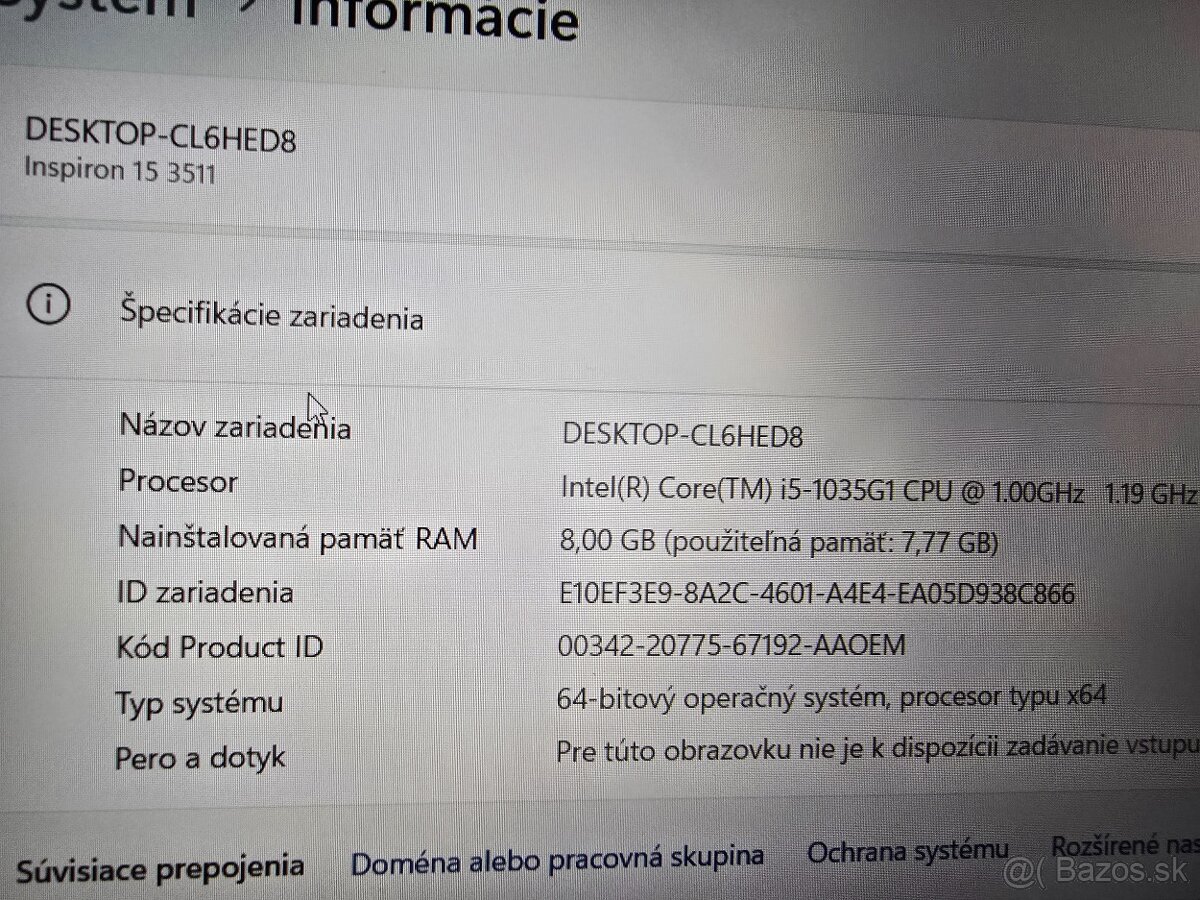 Dell Inspiron 15 s 256gb ssd diskom 8gb ram a intel core i5 - 3