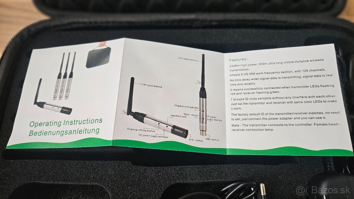 3ks bezdrôtové DMX s prijímačom v prenosnom púzdre - 3