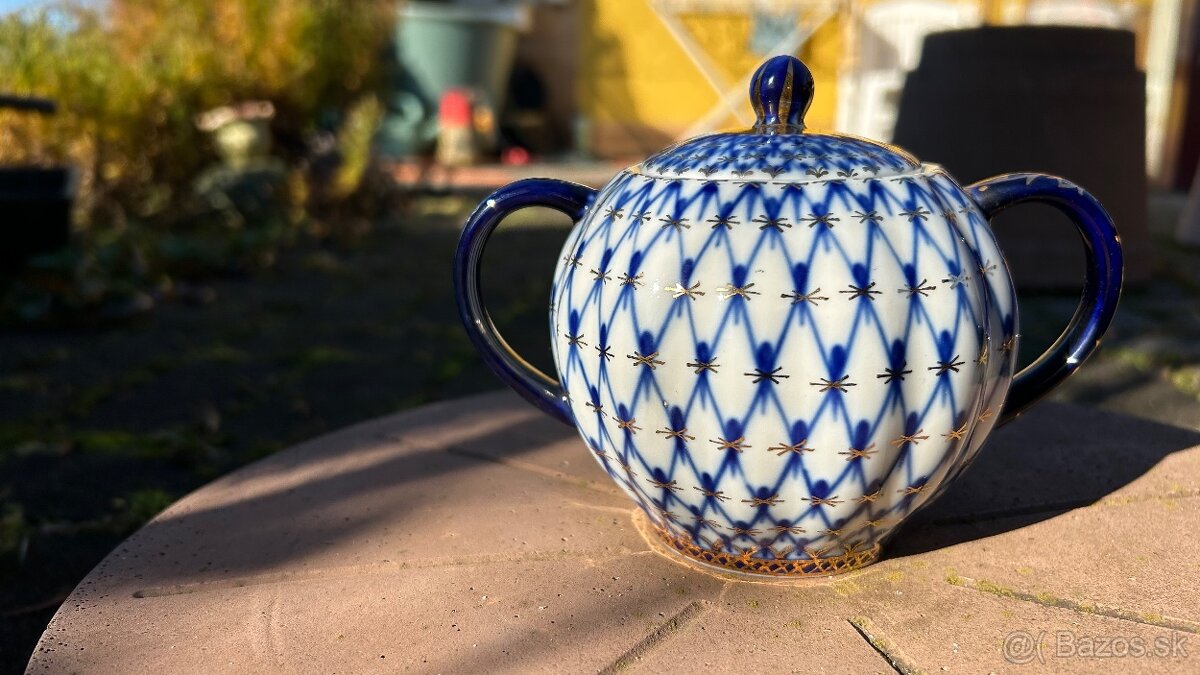 🫖 Porcelánový čajový servis Lomonosov – Cobalt Net (Made in - 3