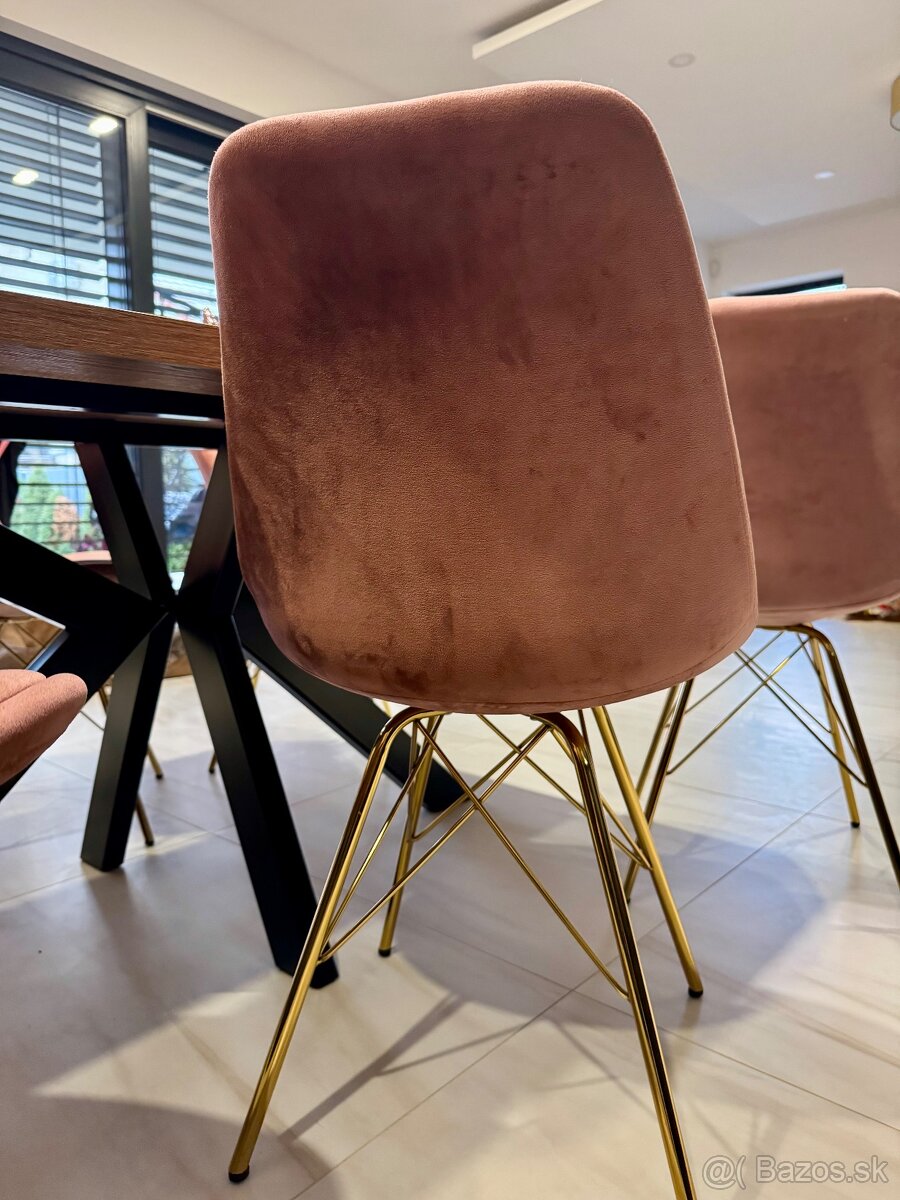 Štýlové zamatové jedálenské stoličky - 3