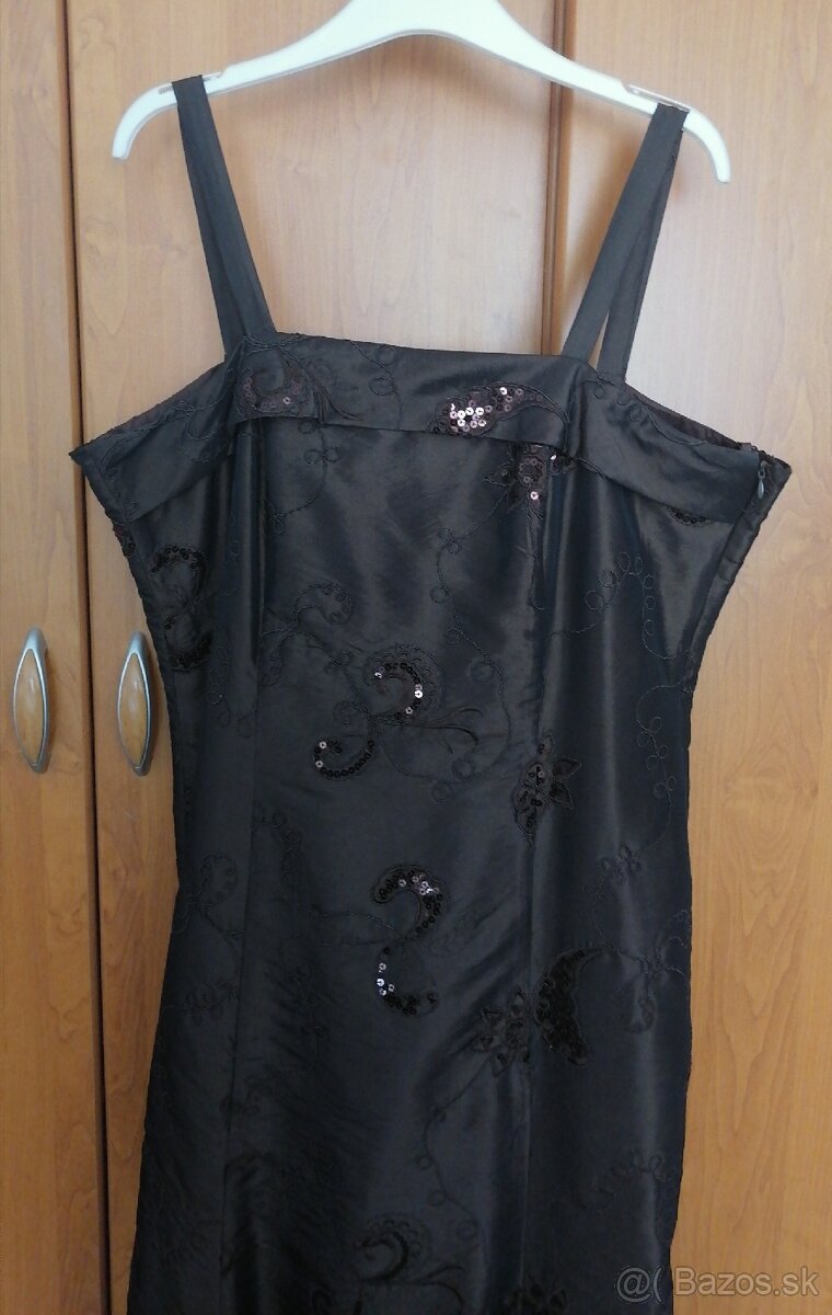 Spoločenské tmavohnedé šaty 46 - 3