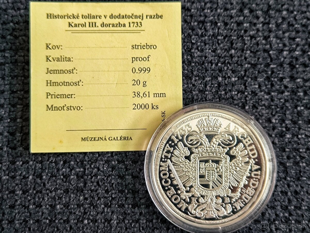 Toliar novorazba Karol III 1733 - 3