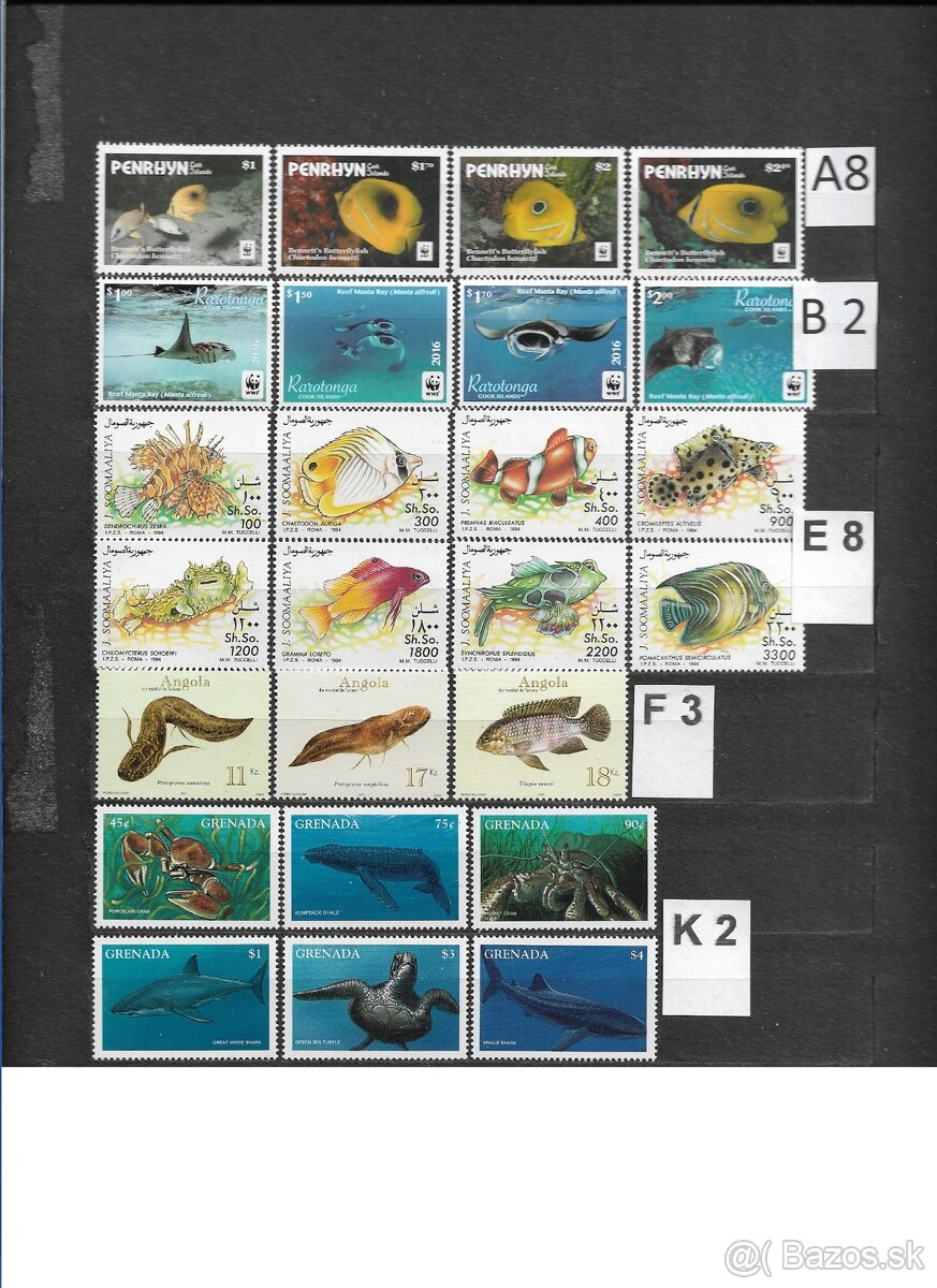Filatelia - Poštové známky na predaj 8 - Ryby, Motýle a Hmyz - 3