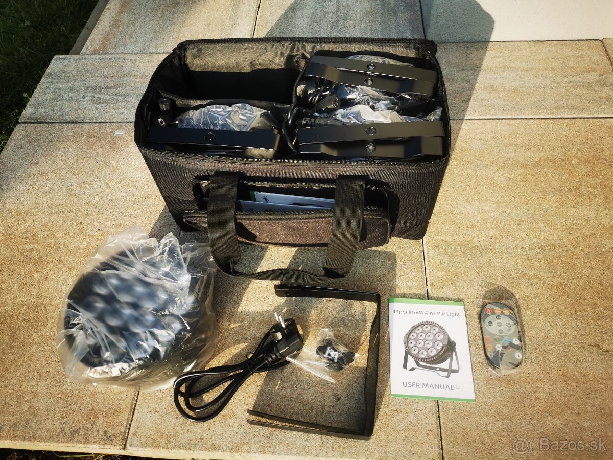 4ks led par reflektory RGBW-140W, diaľkové ovládanie + TAŠKA - 3
