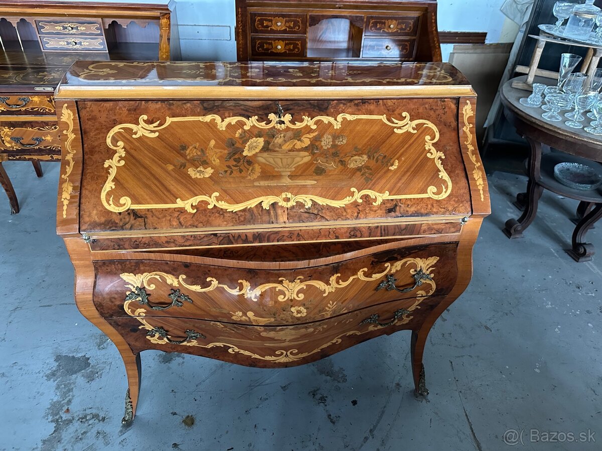 Intarzovaná písacia komoda v barokových tvaroch - 3