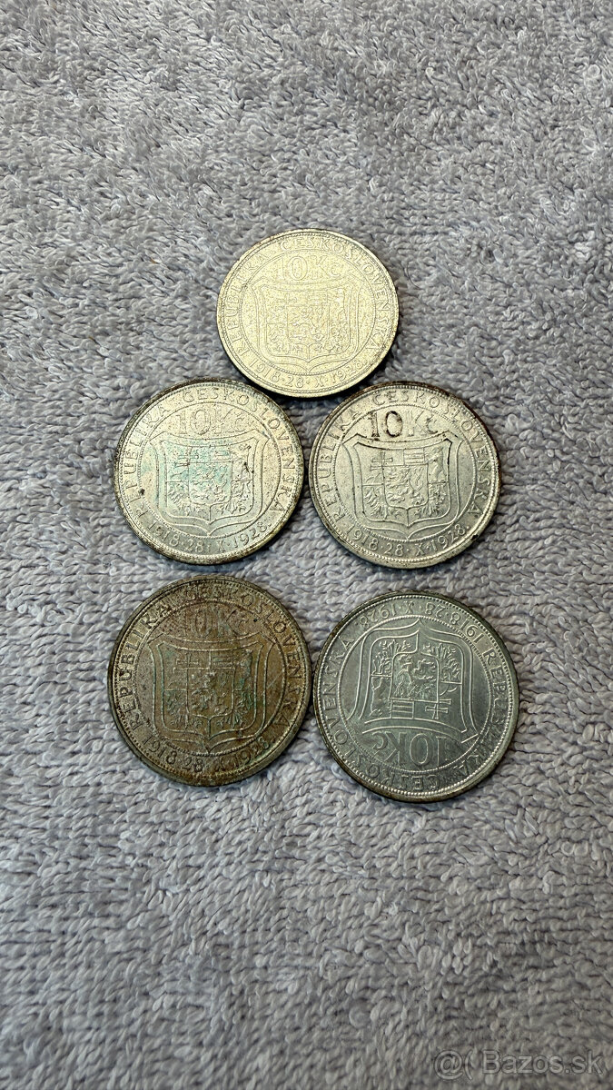 Stříbrná mince Československo – 10 Kčs 1928 (T. G. Masaryk, - 3